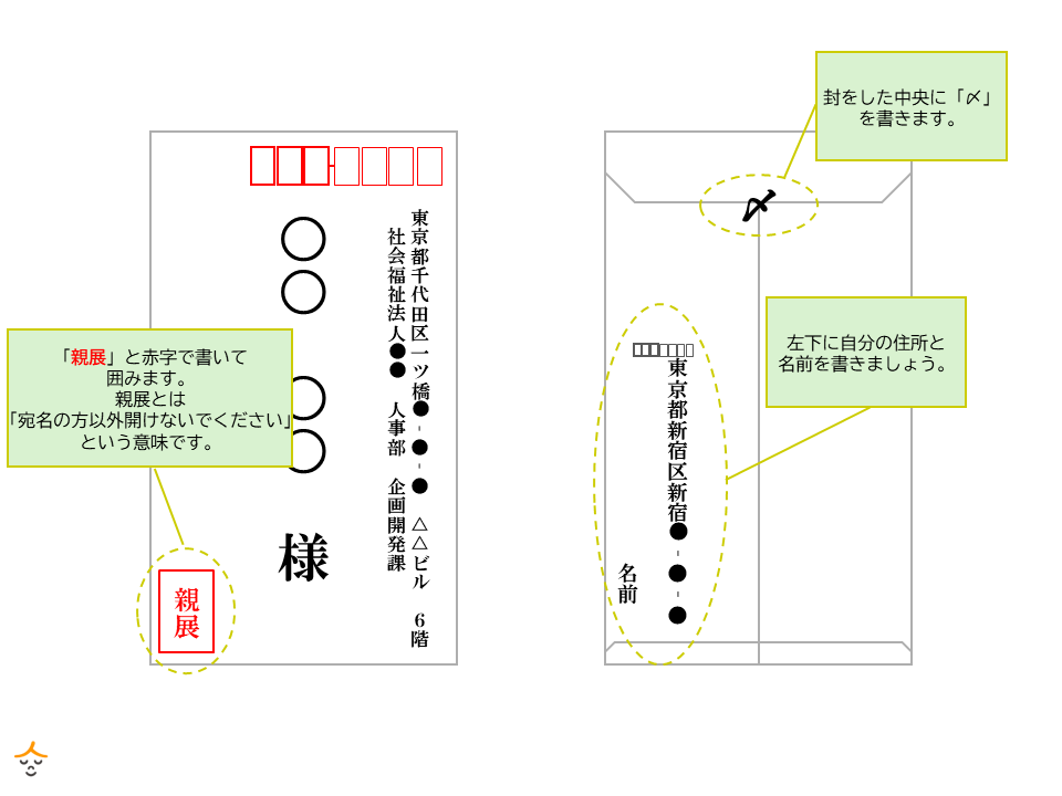 介護職　退職届　封筒