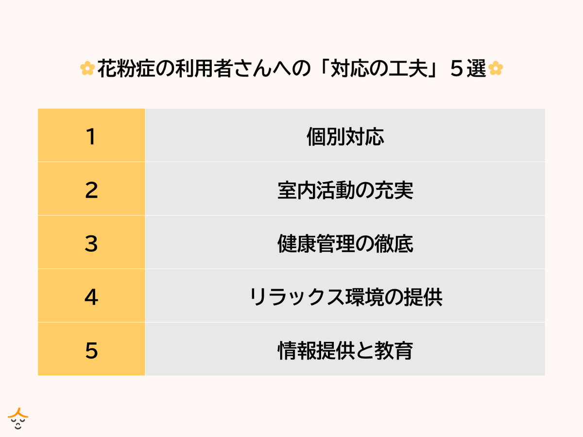 介護施設 花粉症　対応方法